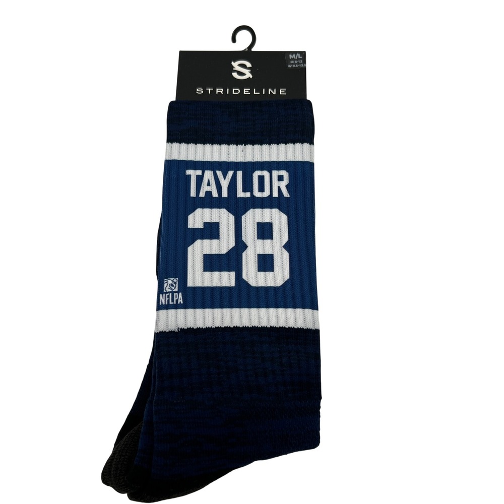 Strideline Jonathan Taylor Indianapolis Colts Premium Crew Sherzy Socks M/L NEW